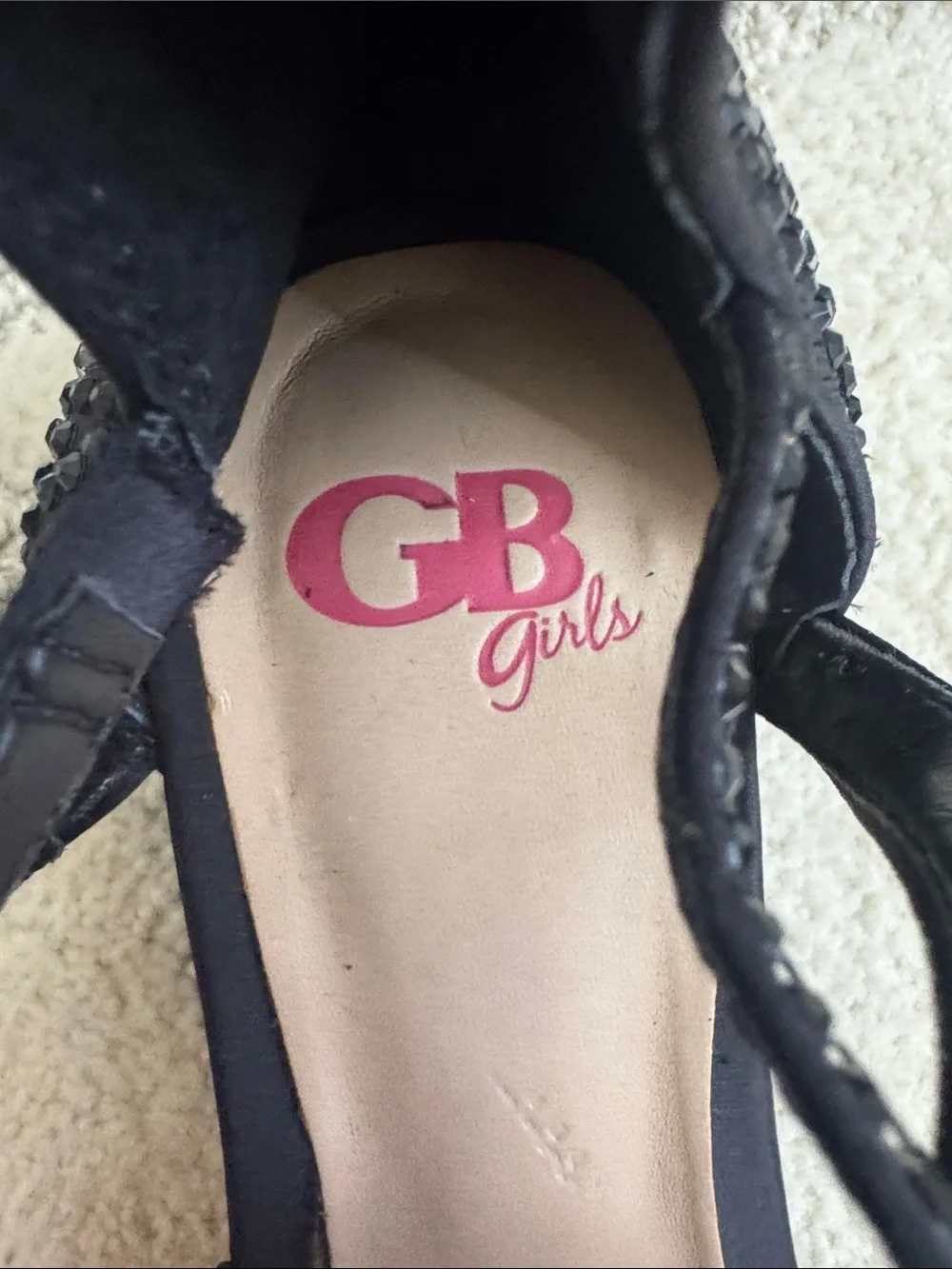 GB girls Black Embellished Block Heel Sandals with Ankle Tie